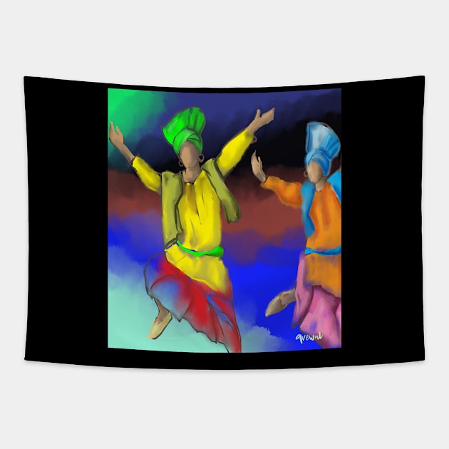 Bhangra dancers Tapestry by sukhpalgrewal