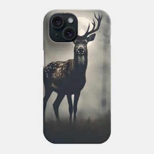 Deer in the Dark Foggy Forest Vintage Art Phone Case