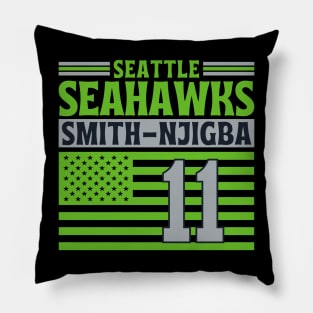 Seattle Seahawks Smith-Njigba 11 American Flag Football Pillow