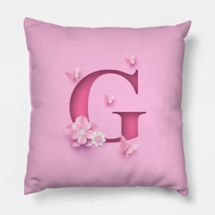 G Letter Personalized, Pink Minimal Cute Design, Birthday Gift, Christmas Gift Pillow