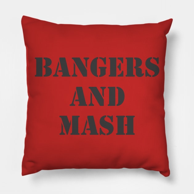 Bangers and Mash Pillow by Retrofloto