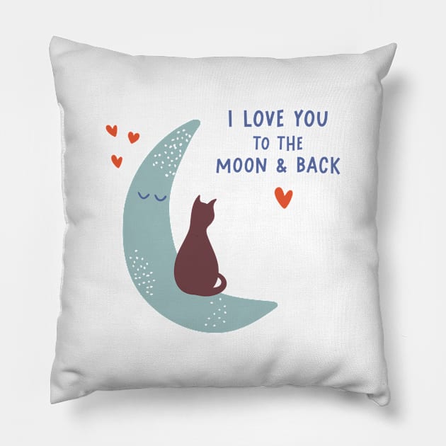 Cute romantic illustration with cat, hearts and declaration of love Pillow by DanielK