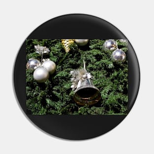 Christmas decorations - silver bell and balls Pin