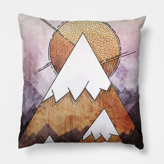 Metal Mountains Pillow by Swadeillustrations