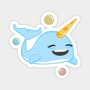 Cute Kawaii Narwhal Smiling Under the Sea Kids Design Magnet