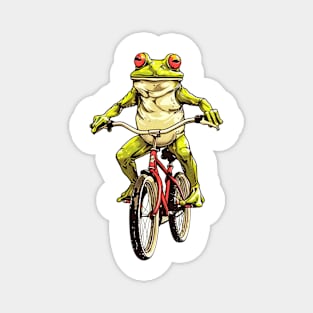 Funny Frog On A Bike Magnet