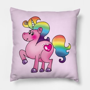 rainbow unicorn cartoon Pillow