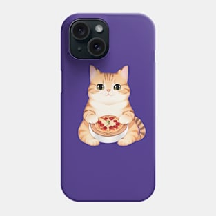 Cute Cat Holding a Pizza Phone Case