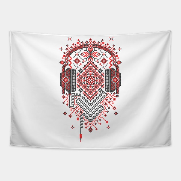 Headphones Ornament Tapestry by Sitchko