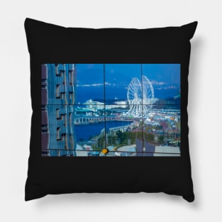 Reflections - City Skyline View - Hong Kong - Pillow