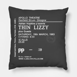 THIN LIZZY March the 19th 1983 Glasgow Apollo THUNDER AND LIGHTNING Tour Ticket Repro Pillow