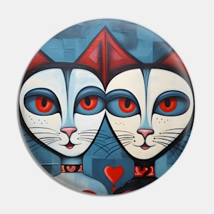 Whimsical Valentines Day Cats Pin