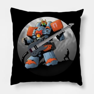 Giant Robot Playing Bass Guitar - Geek Comic Book Style Pillow