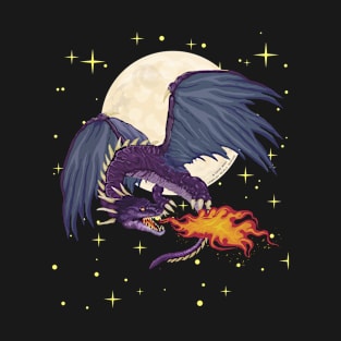 Purple Dragon Full Moon Fantasy Novelty Gift T-Shirt