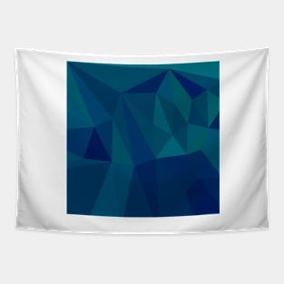 Medium Teal Blue Abstract Low Polygon Background Tapestry