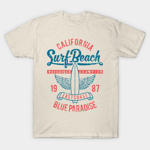 California Surf Beach: East Coast Vintage Design - Surf - TeePublic