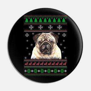 Pug Ugly Christmas Sweater Funny Dog Lover Owner Gifts Pin