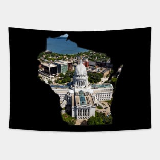 Wisconsin State Outline (Madison) Tapestry