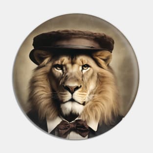 Victorian Lion Portrait Artistic Gift Fashion Serious Style Pin