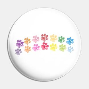 Cute doodle hand drawn colorful paw prints foot step Pin