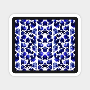 Midnight Blue Aesthetic Abstract Repeating Floral Pattern Magnet