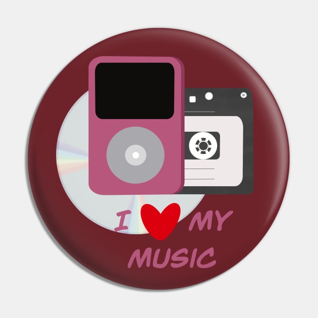 I Love My Music - Pink Pin by Alliart