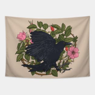 Raven and roses Tapestry