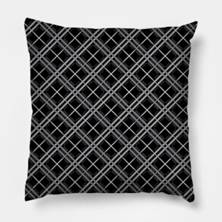 Check Pattern Stripes Shades of Grey and Black Pillow