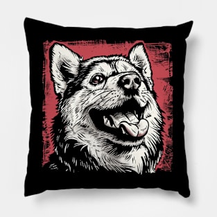Retro Art Alaskan Malamute Dog Lover Pillow