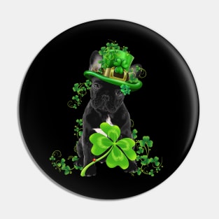 Lucky French Bulldog Shamrock St Patrick's Day Pin