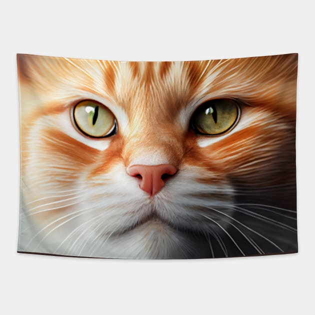 Ginger Cat Facial Close-up Tapestry by MarkColeImaging