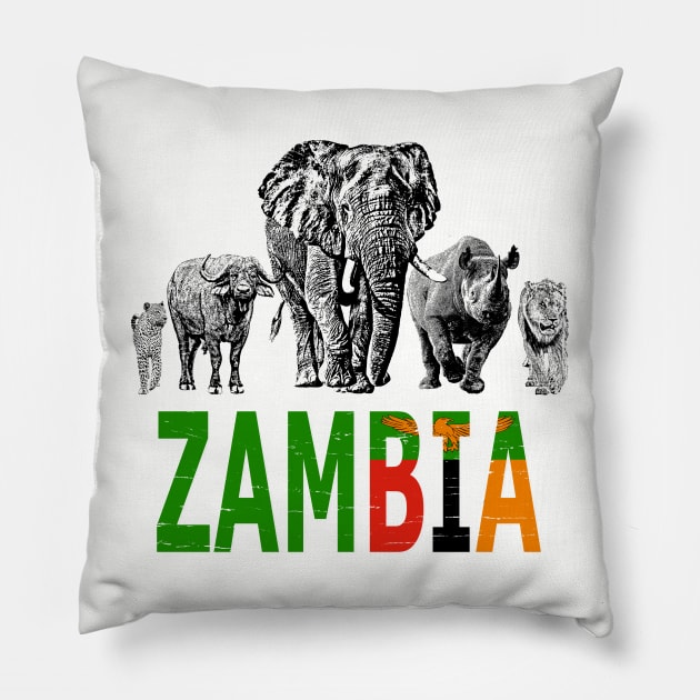 Big Five of Zambia for Wildlife Fans Pillow by scotch