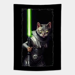 Fun Cat Print ~ AI Art ~ Fantasy Cat ~ Sci-fi Cat ~ Cats with Lightsabers Tapestry