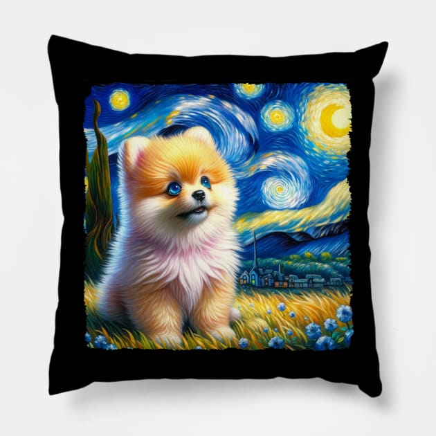 Starry Pomeranian Portrait - Dog Portrait Pillow by starry_night