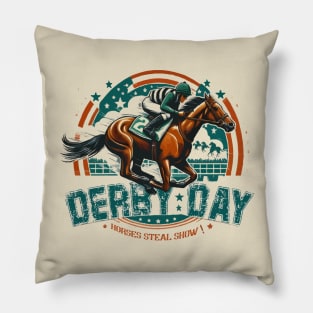 funny derby day horse racing steal show Pillow