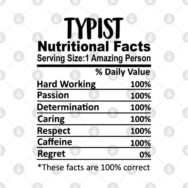 Typist Nutrition Facts Funny by HeroGifts