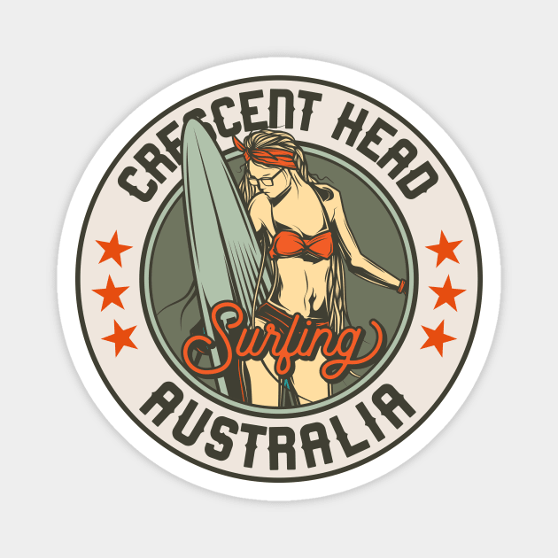 Vintage Surfing Badge for Crescent Head, Australia Magnet by SLAG_Creative