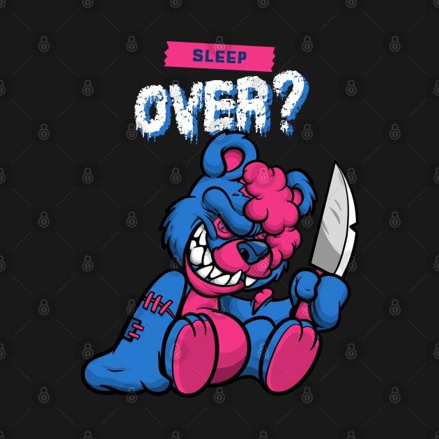 Cute Retro "Sleep Over?" Evil Teddy Bear by TOXiK TWINS