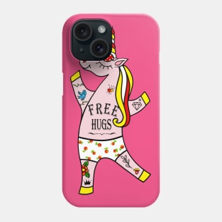 Funny design Tattooed Unicorn and FREE HUGS Phone Case