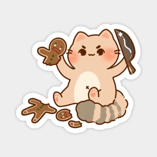 Cat Eating Gingerbread Man Magnet