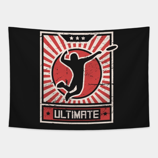 ULTIMATE Frisbee | Propaganda Poster Tapestry by MeatMan