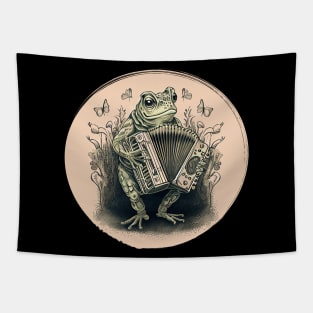 Cottagecore Frog With Accordion Tapestry