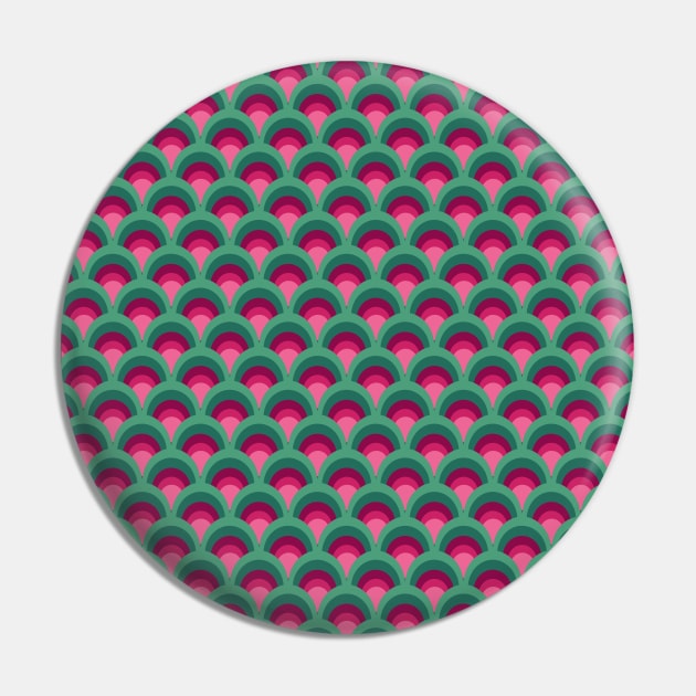 Pink and Green Scale Seamless Pattern 1970s Inspired Pin by GenAumonier