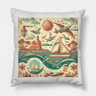 Vintage adventures of the sea II Pillow