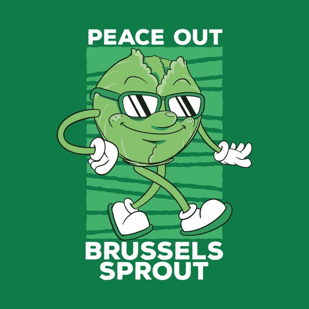 Peace Out Brussels Sprout // Cute Veggie Cartoon by SLAG_Creative