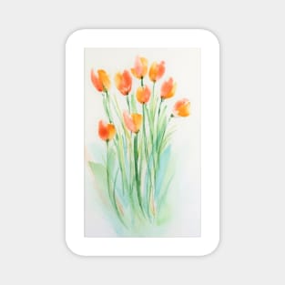 Bunch of Tulips in Watercolor Magnet