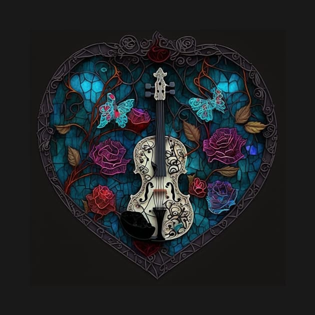 Day of the Dead Sugar Skulls Violin by Moon Art