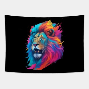 Colorful Lion Art Tapestry