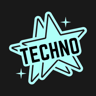 TECHNO  - 2 Stars Logo (black/mint blue) T-Shirt