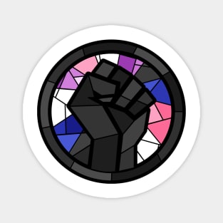 BLM Stained Glass Fist (Genderfluid) Magnet